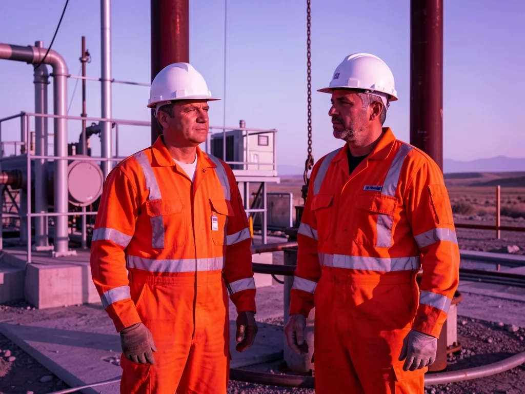 Trabajadores petroleros en yacimiento de Neuquén