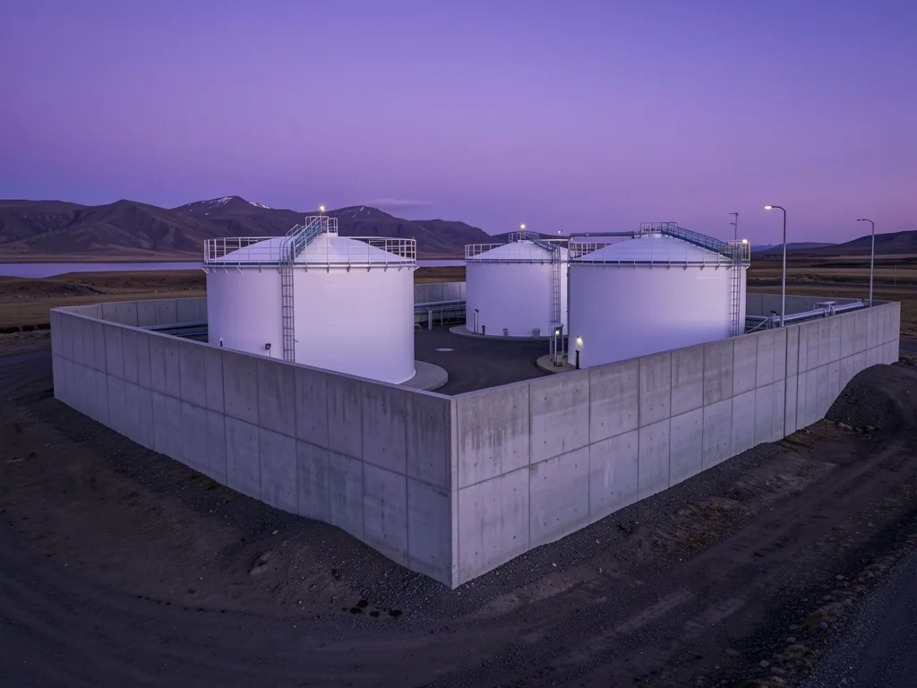 Área de contención de sustancias en instalación petrolera